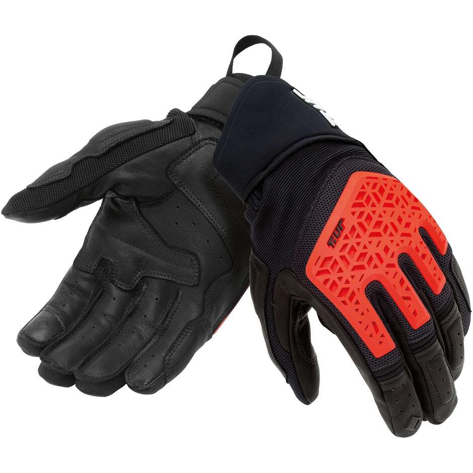 T-UR T921HU G THREE 3D Schwarz Rot Motorradhandschuhe