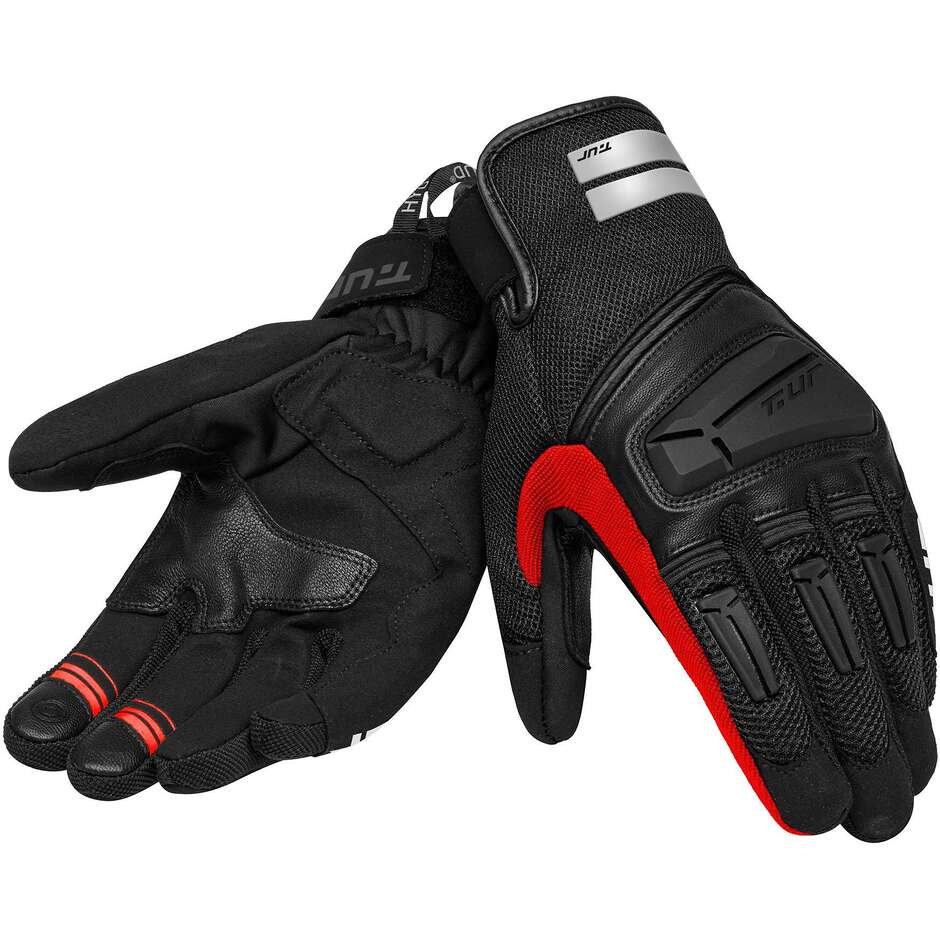 T-UR T922HU G FIVE HYDROSCUD Black Red Motorcycle Gloves