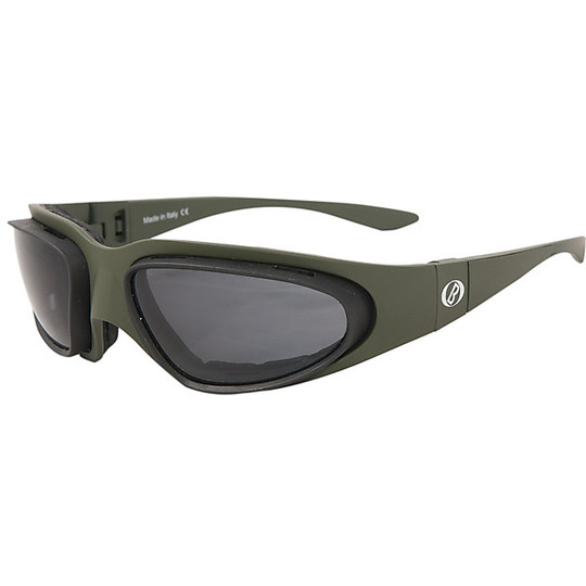 Technical glasses Moto Sport Baruffaldi Wind Tini Military Green Smoke and Clear Lens