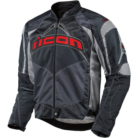 Technical Icon Motorcycle Jacket Veste en tissu d'été Contra Black Grey