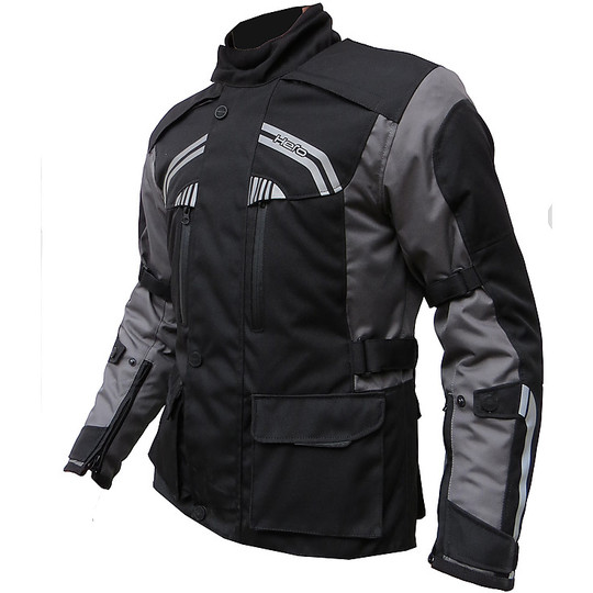 Technical jacket Moto Hero HR873 waterproof 4 Seasons Black Grey