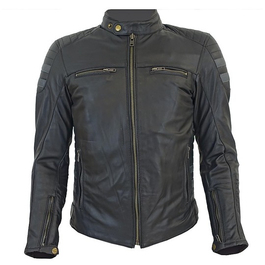 Technical Leather Jacket in Real Soft PXT Stripes Black Titan Leather