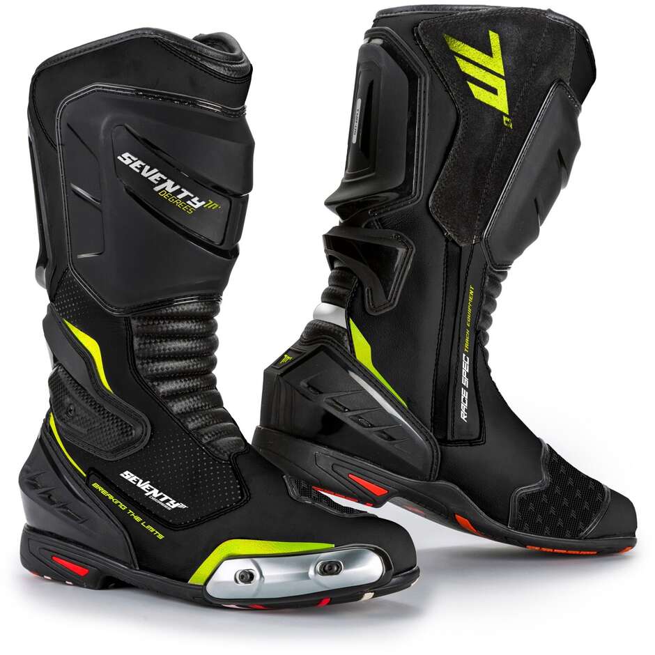 Technical Motorcycle Boots BR1 Racing Seventy Black Yellow Fluo