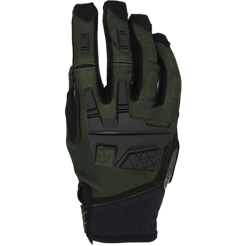 Technical Motorcycle Gloves in Military Green ACERBIS CE X-ENDURO Fabric