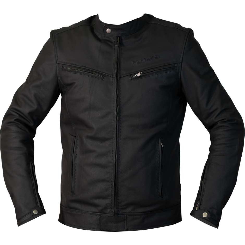 Technical Motorcycle Jacket in Genuine Leather Humans Fonzie Black