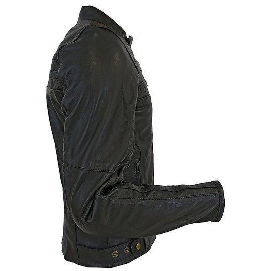 Technical Motorcycle Jacket in Genuine Prexport SHADOW Full Black Leather