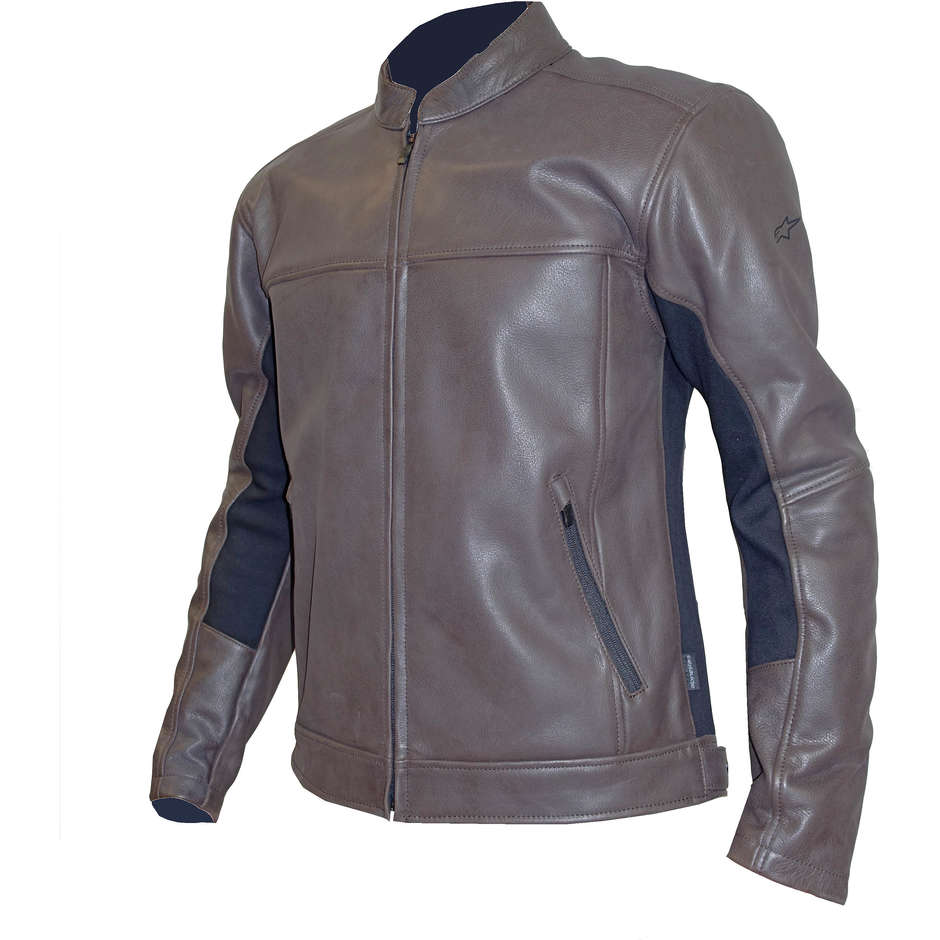 Technical Motorcycle Jacket in Leather Alpinestars TOPANGA CE Brown