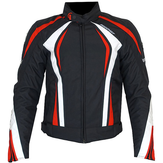 Technical Motorcycle Jacket in Prexport Pegaso Fabric Black Red