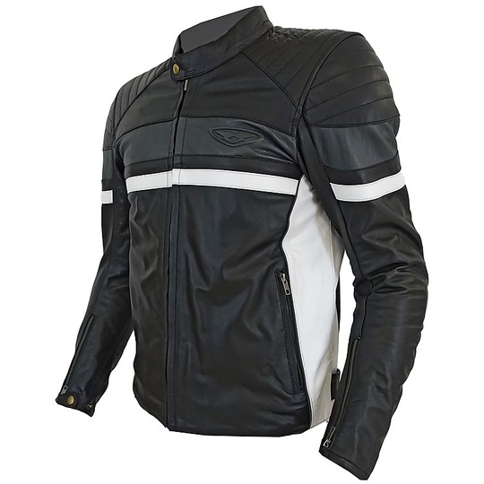 Technical Motorcycle Jacket in Real Soft Leather Prexport Phanter Black Titanium