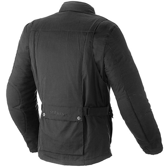 Technical Motorcycle Jacket in Seventy JC-57 Urban Black Cotton Certato Fabric
