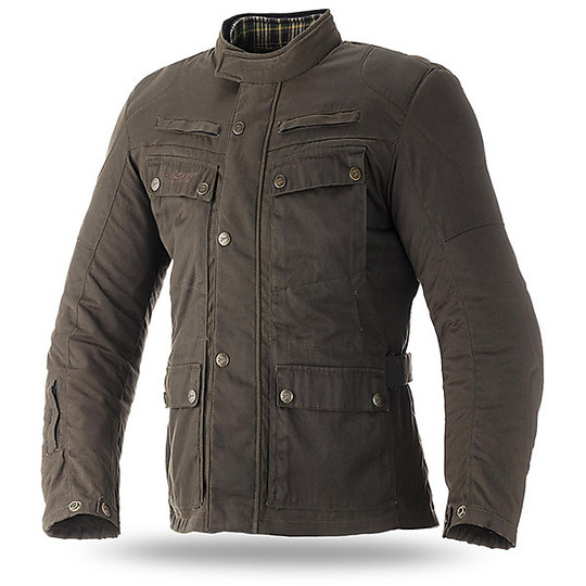 Technical Motorcycle Jacket in Seventy JC-57 Urban Cotton Certate Green Khaki Fabric