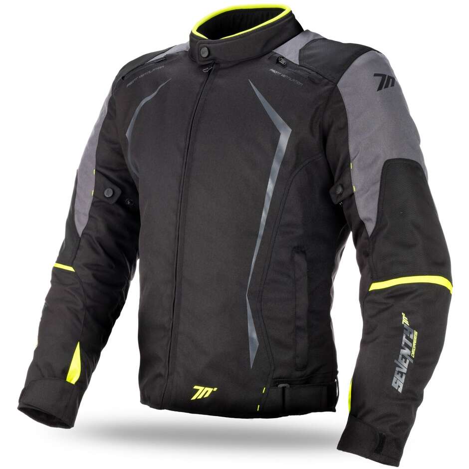 Technical Motorcycle Jacket in Seventy JR47 Racing Line Fabric Black Yellow Fluo