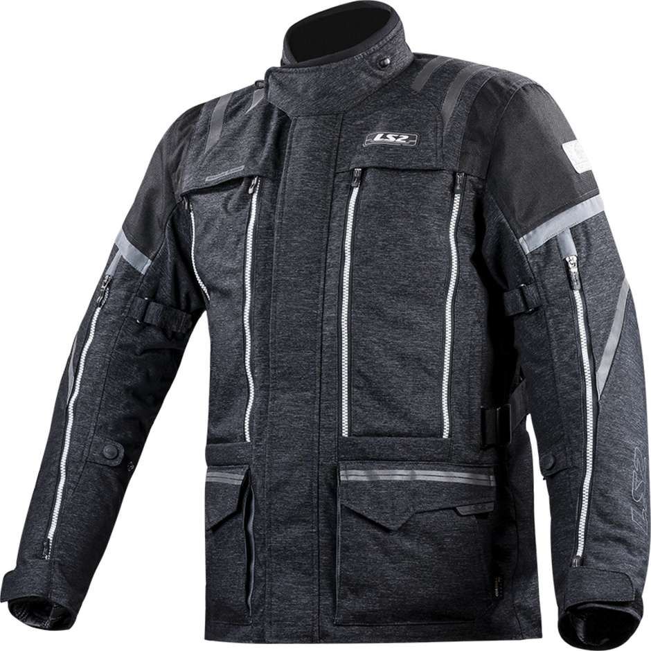 Technical motorcycle jacket LS2 Nevada Lady WP Triple Layer Certified Black Gray
