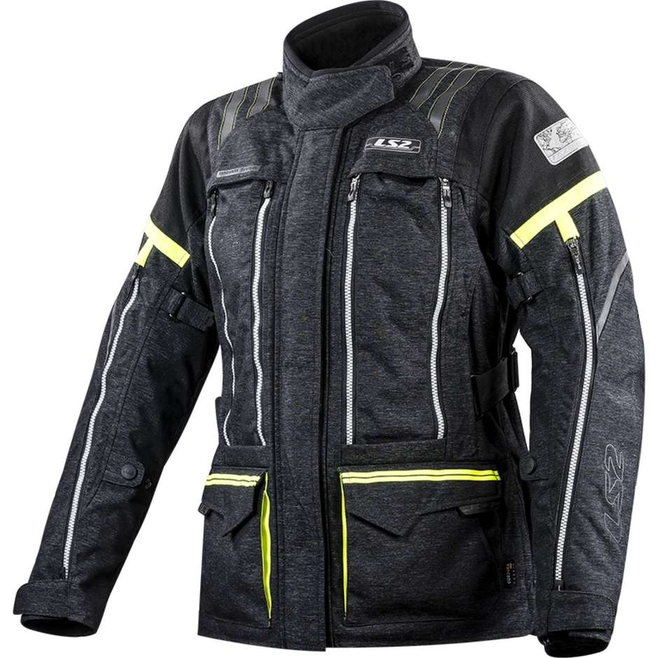 Technical motorcycle jacket LS2 Nevada Lady WP Triple Layer Certified Black Yellow Fluo
