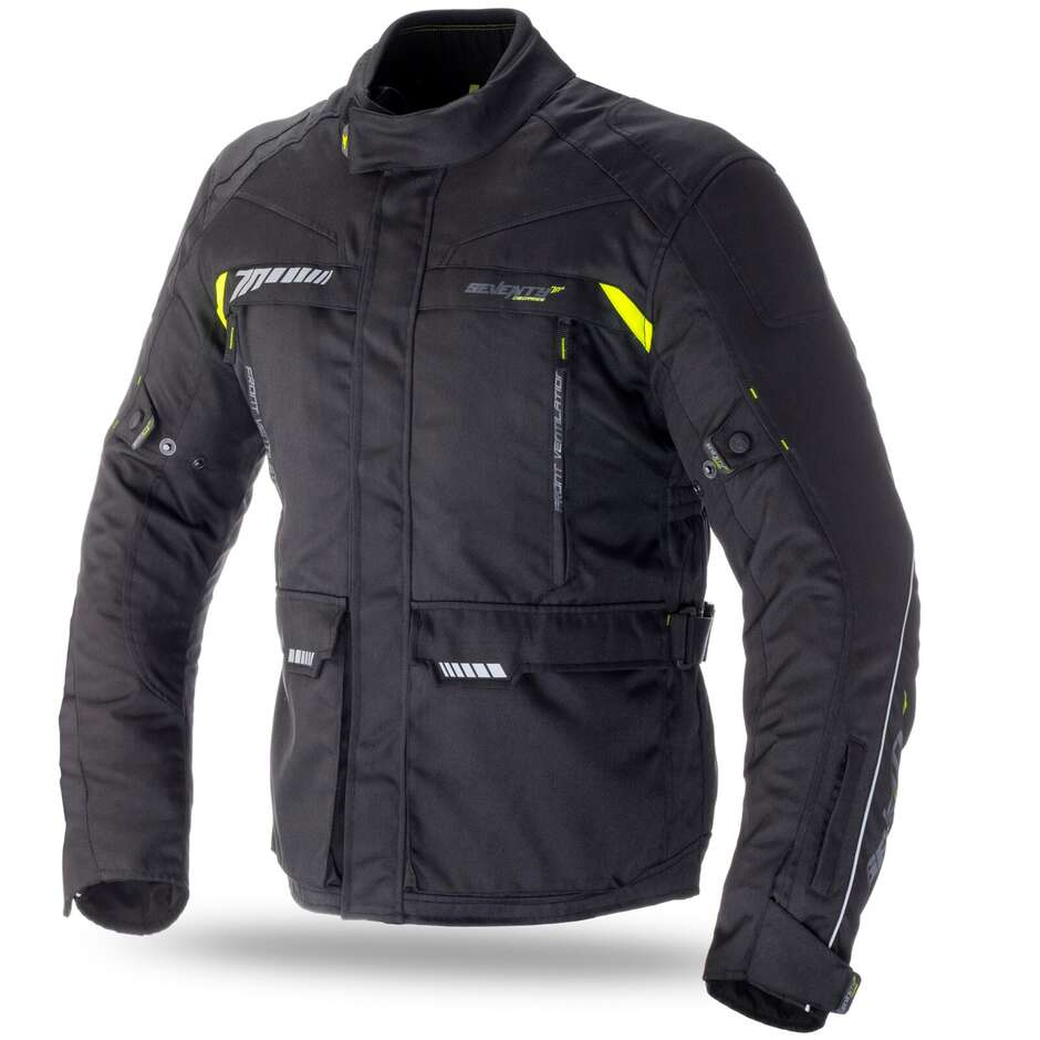Technical Motorcycle Jacket Seventy JT41 Touring Fabric Removable Black Yellow Fluo