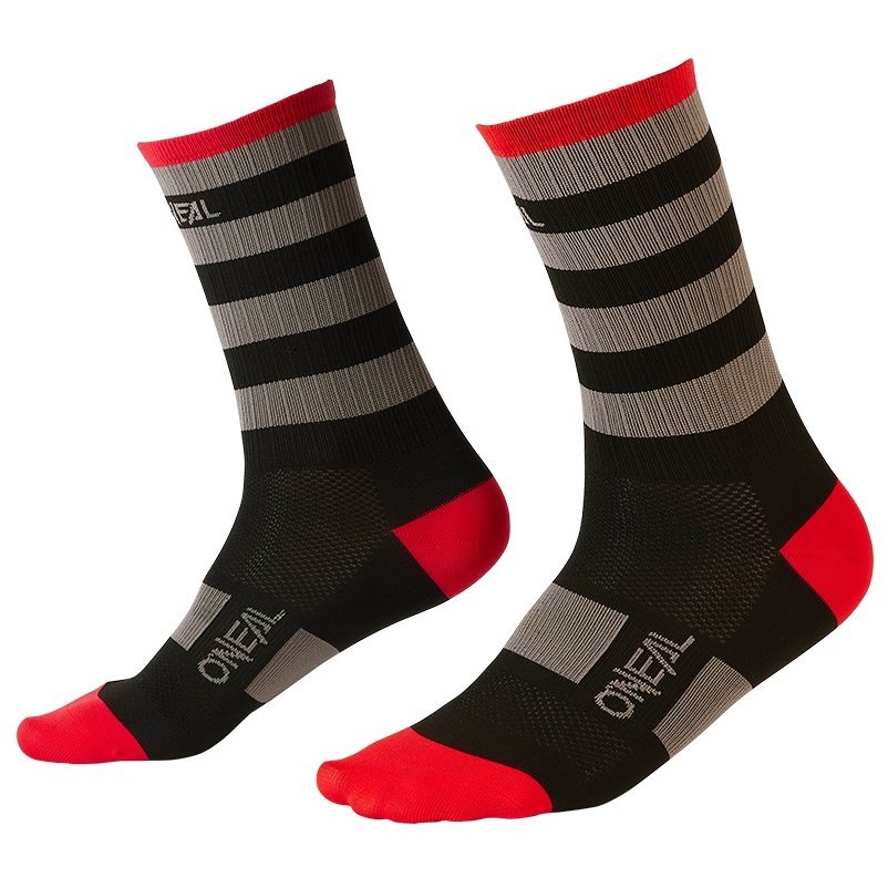 Technical Performance Mtb Socks V.22 Stripe Black Gray Red