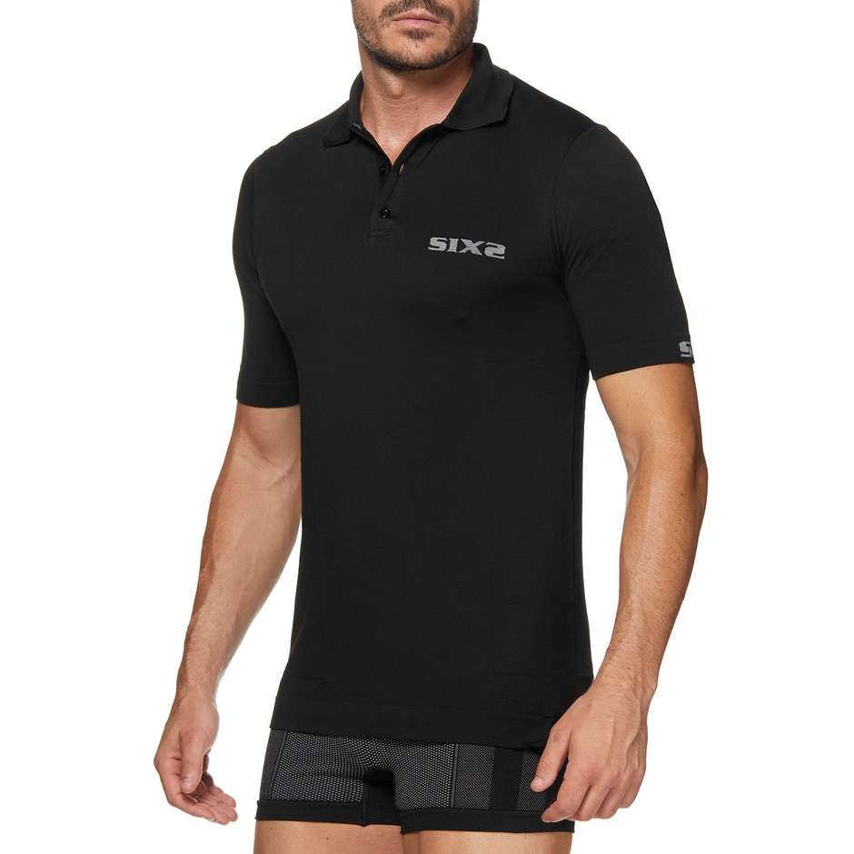 Technical short-sleeved polo underwear Sixs All Black