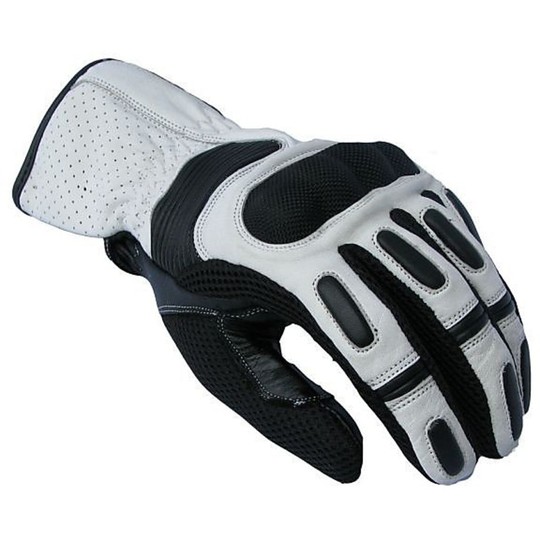 Technical Summer Motorcycle Gloves Leather And Fabric Protection With Back Hand