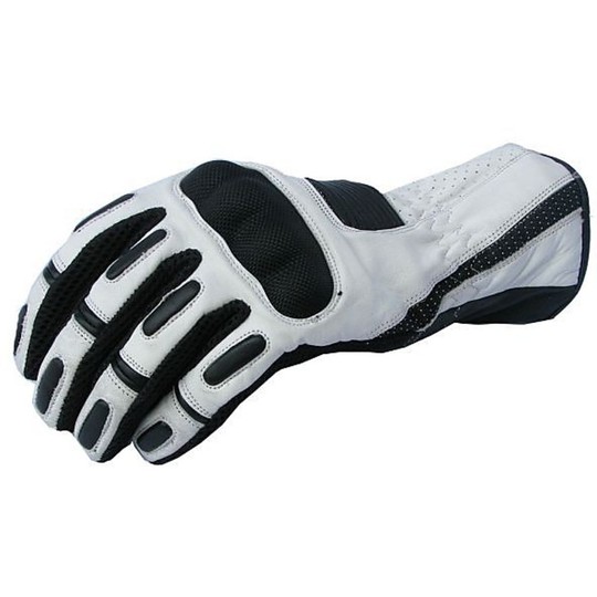 Technical Summer Motorcycle Gloves Leather And Fabric Protection With Back Hand