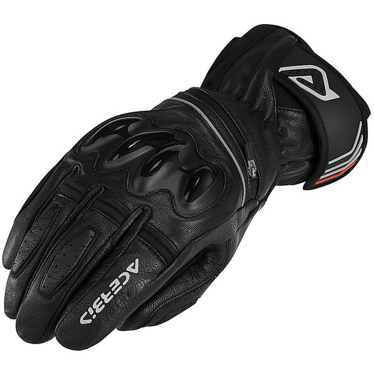 Technische Acerbis Motorrad-Handschuhe Winter-Leder mit Schutz Caley Blacks