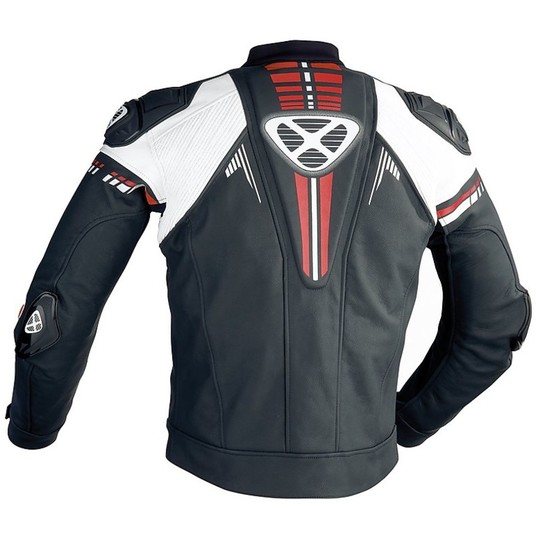 Technische Jacke Moto Leder Ixon Exocet Schwarz Weiß Rot