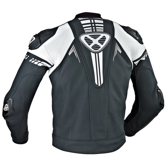 Technische Jacke Moto Leder Ixon Exocet Schwarz Weiß