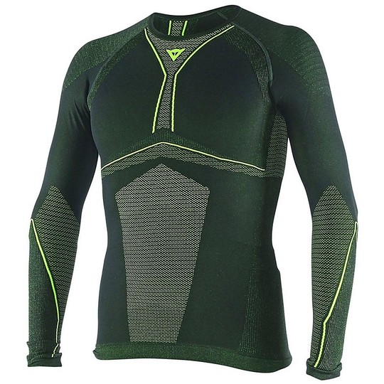 Technische jersey Moto Dainese D-Dry Core-T LS Long Sleeves Schwarz / Gelb Fluo