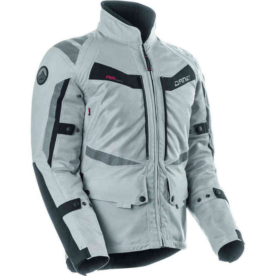 Technische Motorradjacke Dane Drakar aus grauem Stoff