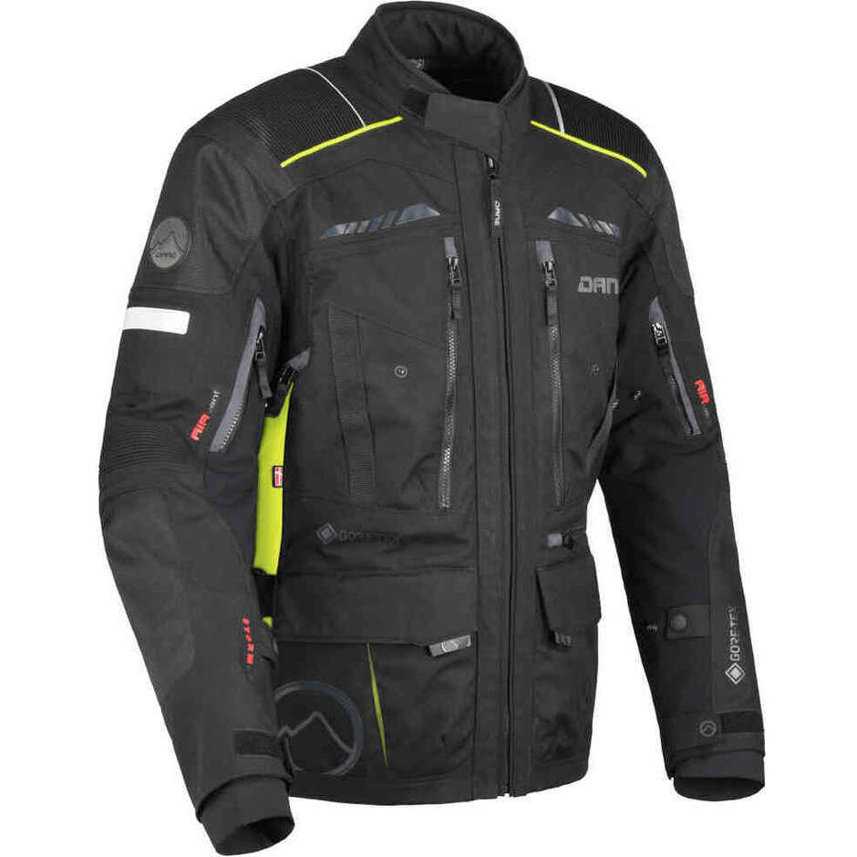 Technische Motorradjacke Dane Hornum Gore-Tex Schwarz Gelb
