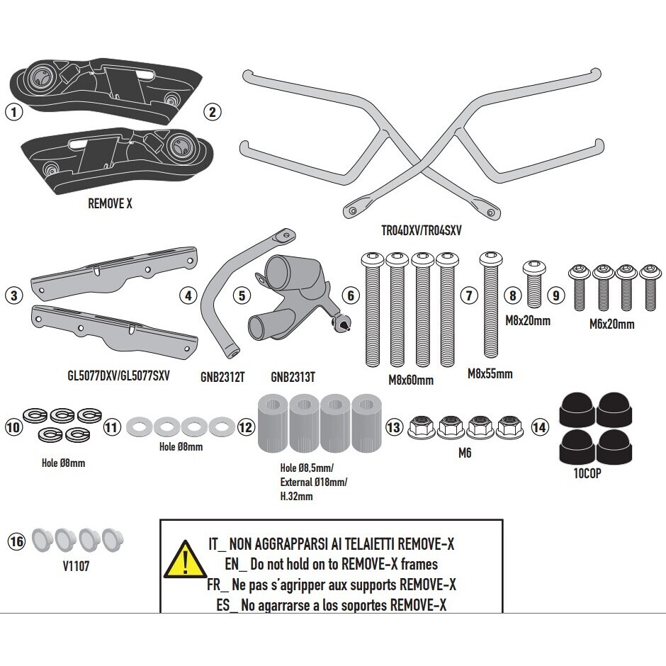 Telaietti specifici REMOVE-X a sgancio rapido per borse soffici laterali Kappa TR1171K Per HONDA CB 500 X (19 > 23)