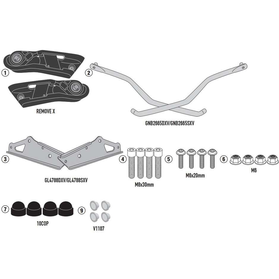 Telaietti specifici REMOVE-X a sgancio rapido per borse soffici laterali Kappa TR6419K Per TRIUMPH TRIDENT 660 (2021-2025)