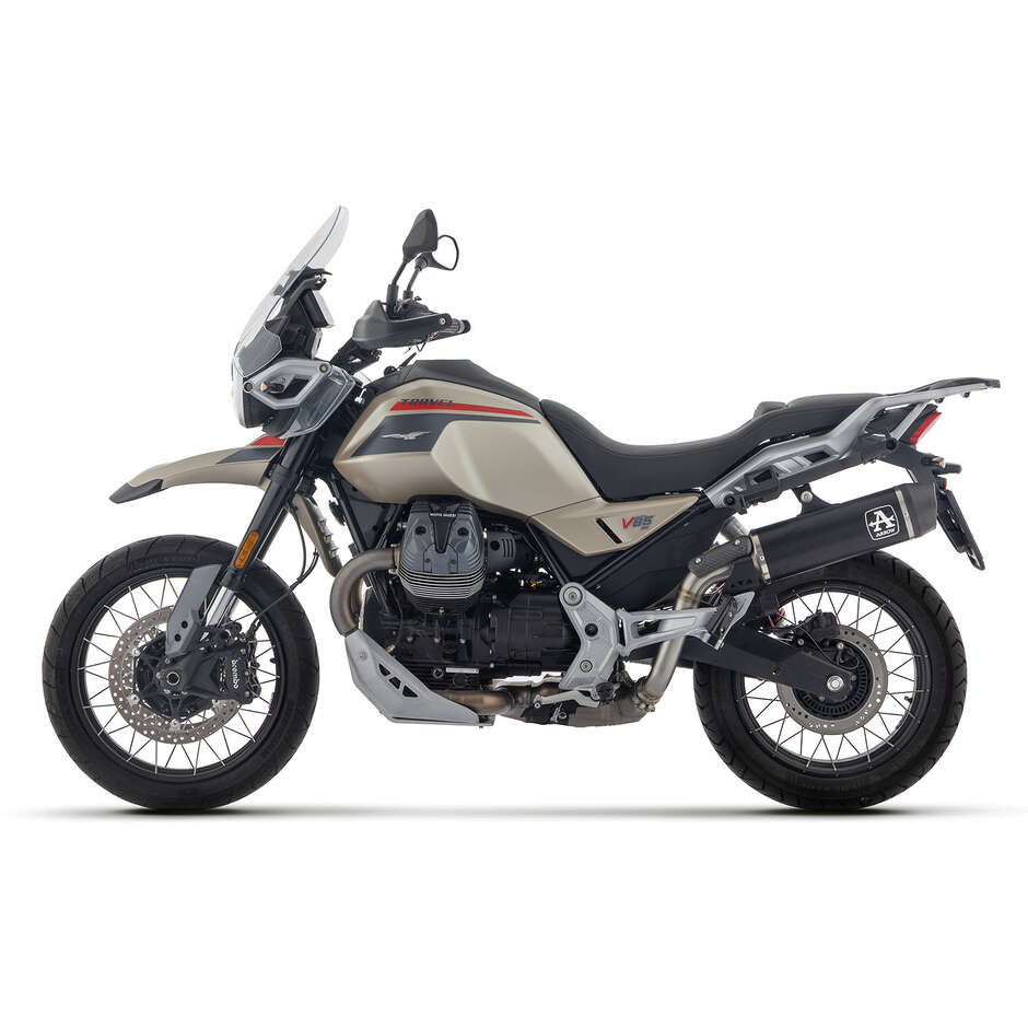 Terminale di Scarico Arrow Indy Race alluminio Dark con fondello carby Per Moto Guzzi V85 TT (25)