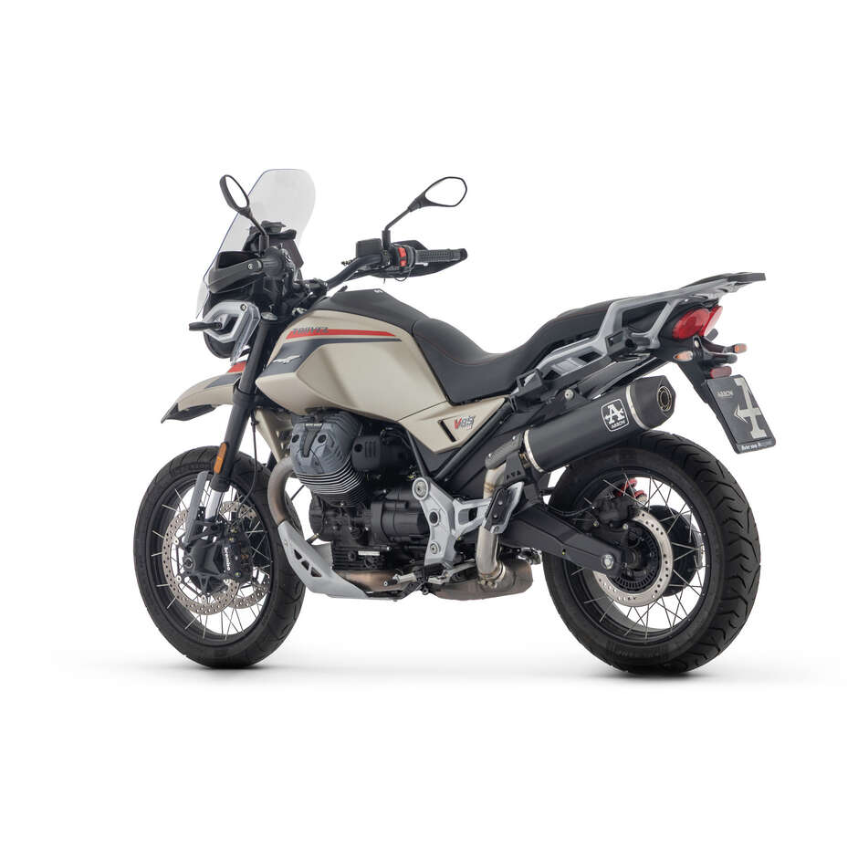 Terminale di Scarico Arrow Indy Race alluminio Dark con fondello carby Per Moto Guzzi V85 TT (25)