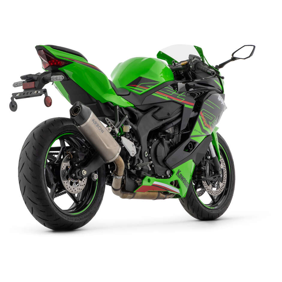 Terminale di Scarico Arrow Indy Race EVO titanio con fondello carby Per Kawasaki ZX-4R (24-25)