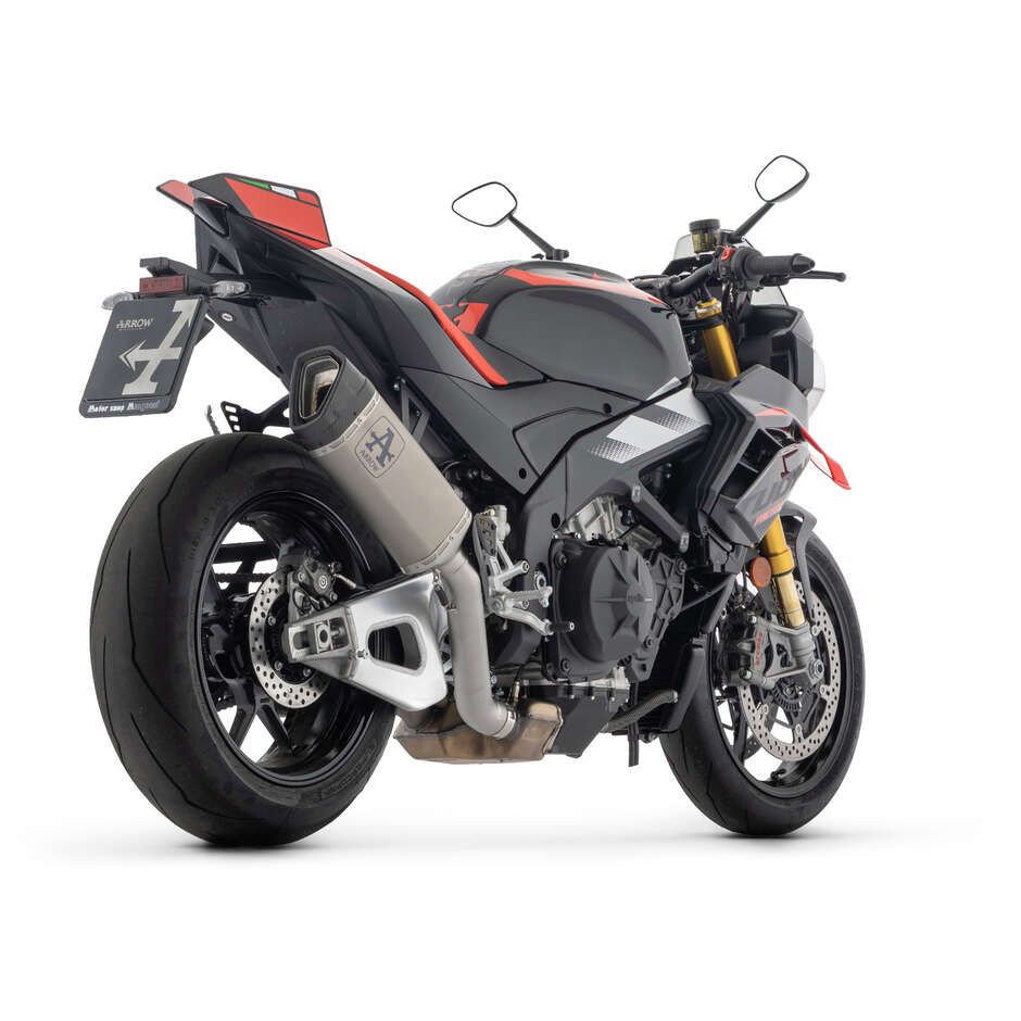 Terminale di Scarico Arrow Pista in titanio con raccordo in acciaio inox Aprilia RSV4 1100 Factory (21-24); Tuono V4 1100 (21-25); RSV4 1100 (25)