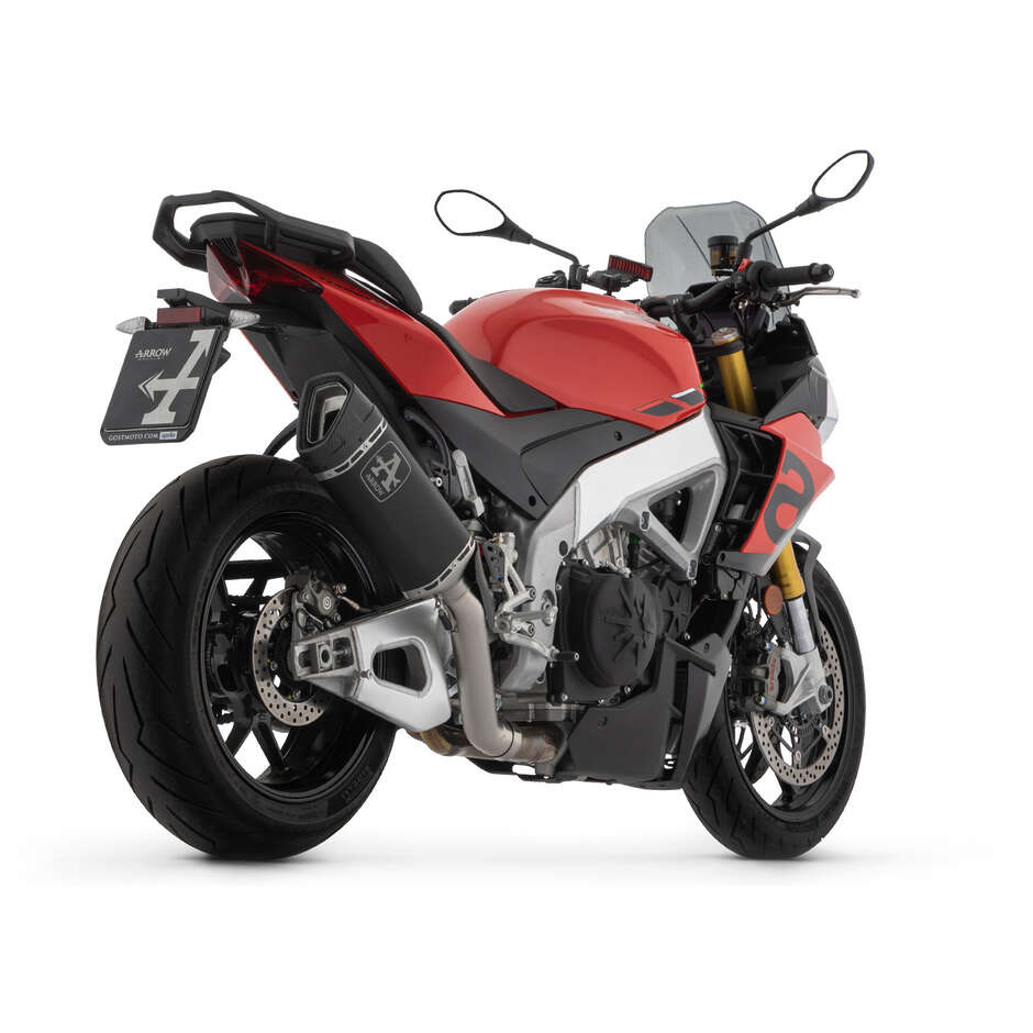 Terminale di Scarico Arrow Pista in titanio Dark con raccordo in titanio Per Aprilia RSV4 1100 Factory (21-24); Tuono V4 1100 (21-25); RSV4 1100 (25)