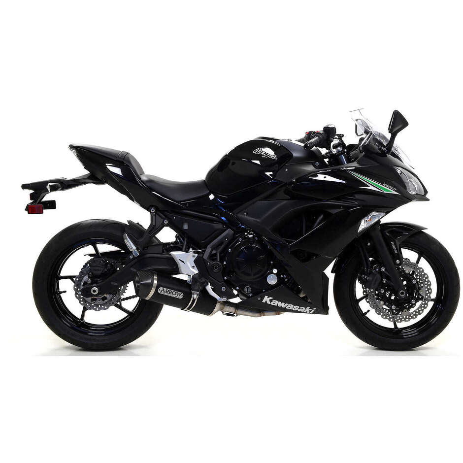 Terminale di Scarico Arrow Race-Tech Approved alluminio Dark con fondello carby Per Kawasaki Z 650 (17-19); Ninja 650 (17-20); Versys (17-23)