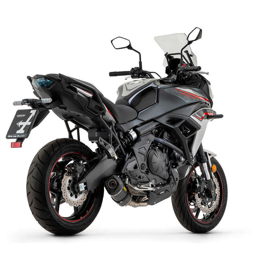 Terminale di Scarico Arrow Race-Tech Approved alluminio Dark con fondello carby Per Kawasaki Z 650 (17-19); Ninja 650 (17-20); Versys (17-23)