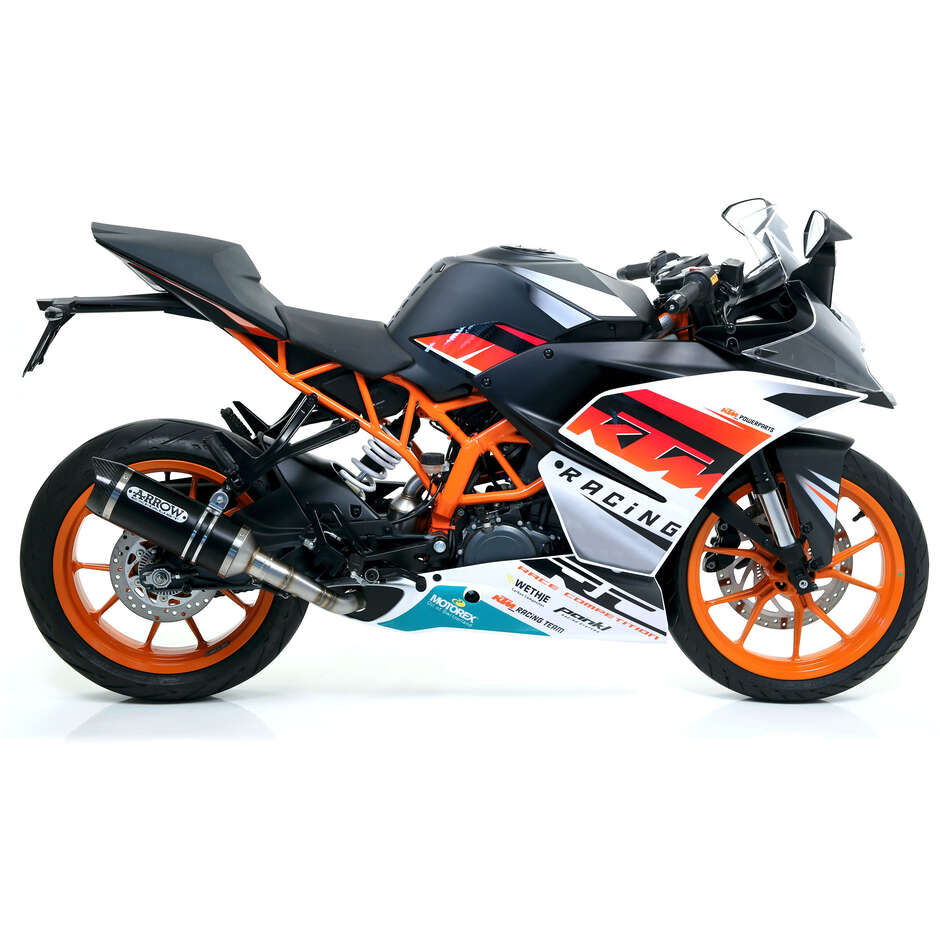 Terminale di Scarico Arrow Thunder alluminio Dark con fondello carby Per KTM DUKE 390 (13-16) / RC 125 / 390 (15-16)