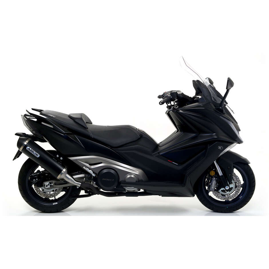Terminale di Scarico Arrow Urban  alluminio Dark con fondello Dark Per Kymco AK 550 (17-20)
