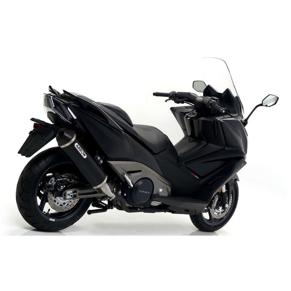 Terminale di Scarico Arrow Urban  alluminio Dark con fondello Dark Per Kymco AK 550 (17-20)