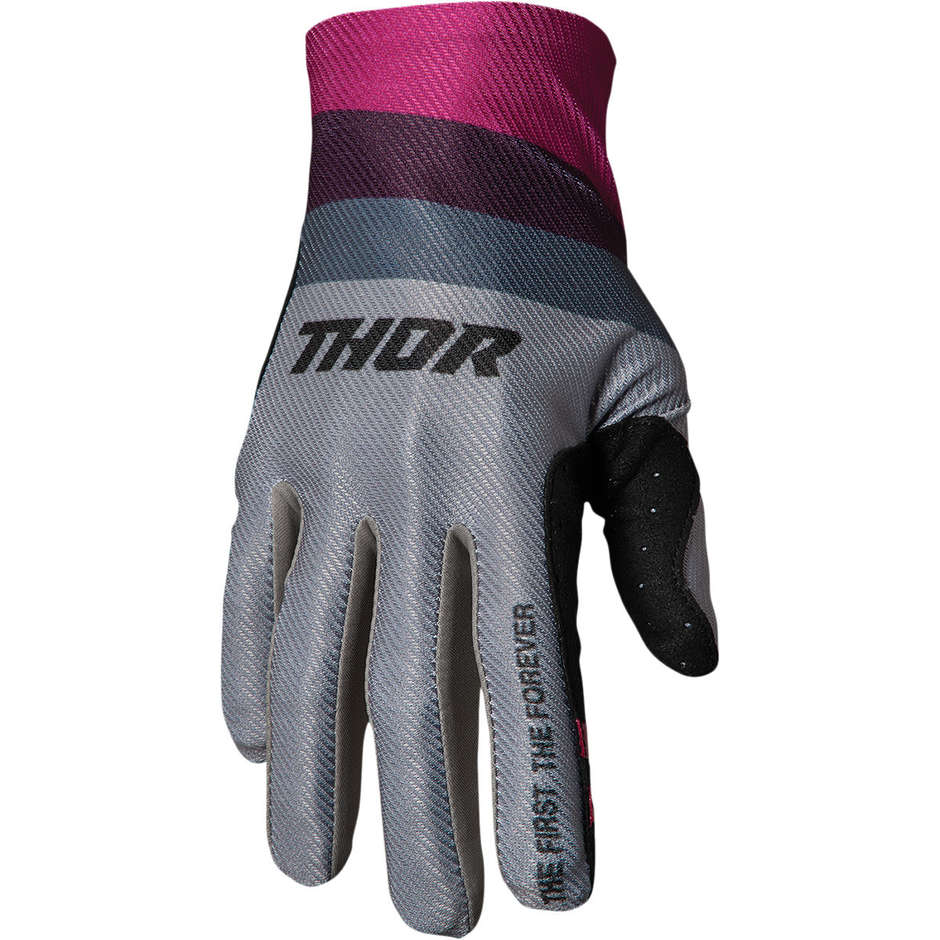 Thor ASSIST REACT Cross Enduro Motorcycle Gloves Gray Purple