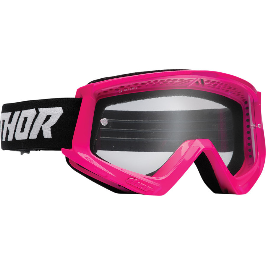 Thor COMBAT RACER Cross Enduro Motorcycle Mask Glasses Pink Fluo Black