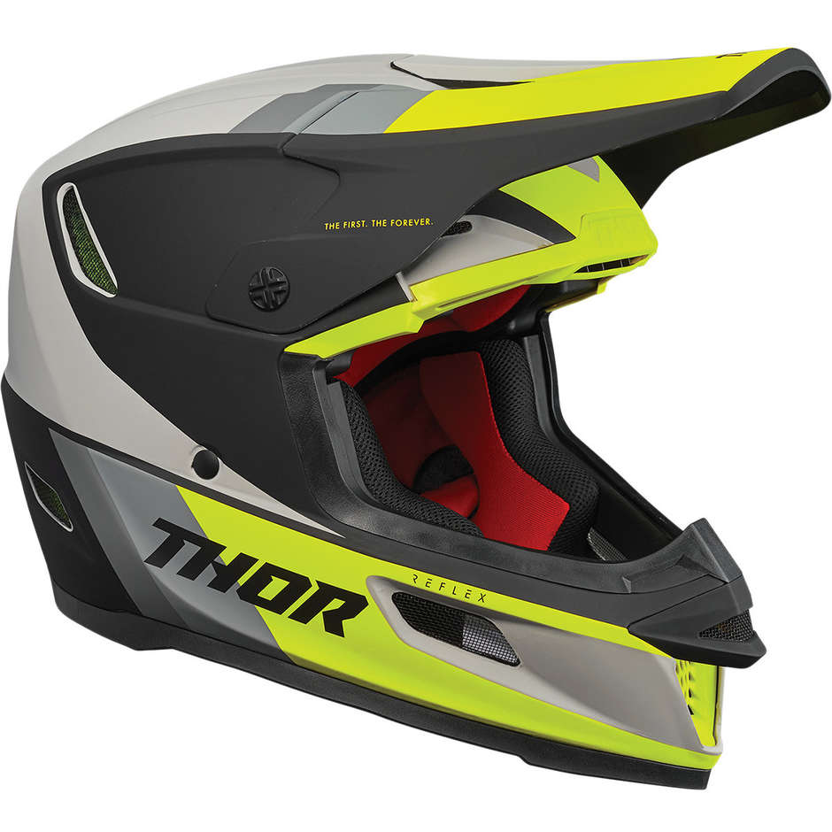 Thor Cross Enduro Motorcycle Helmet REFLEX Apex Acid Yellow Gray