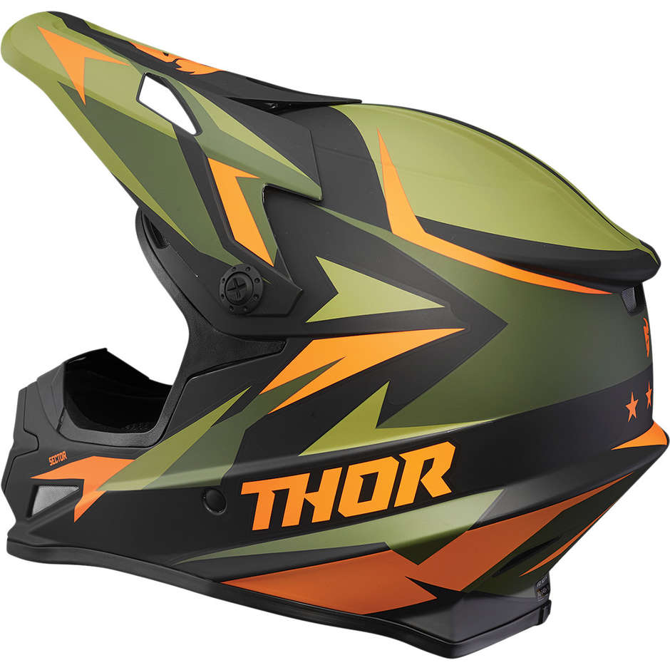 Thor Cross Enduro Motorcycle Helmet SECTOR Warship Green Orange