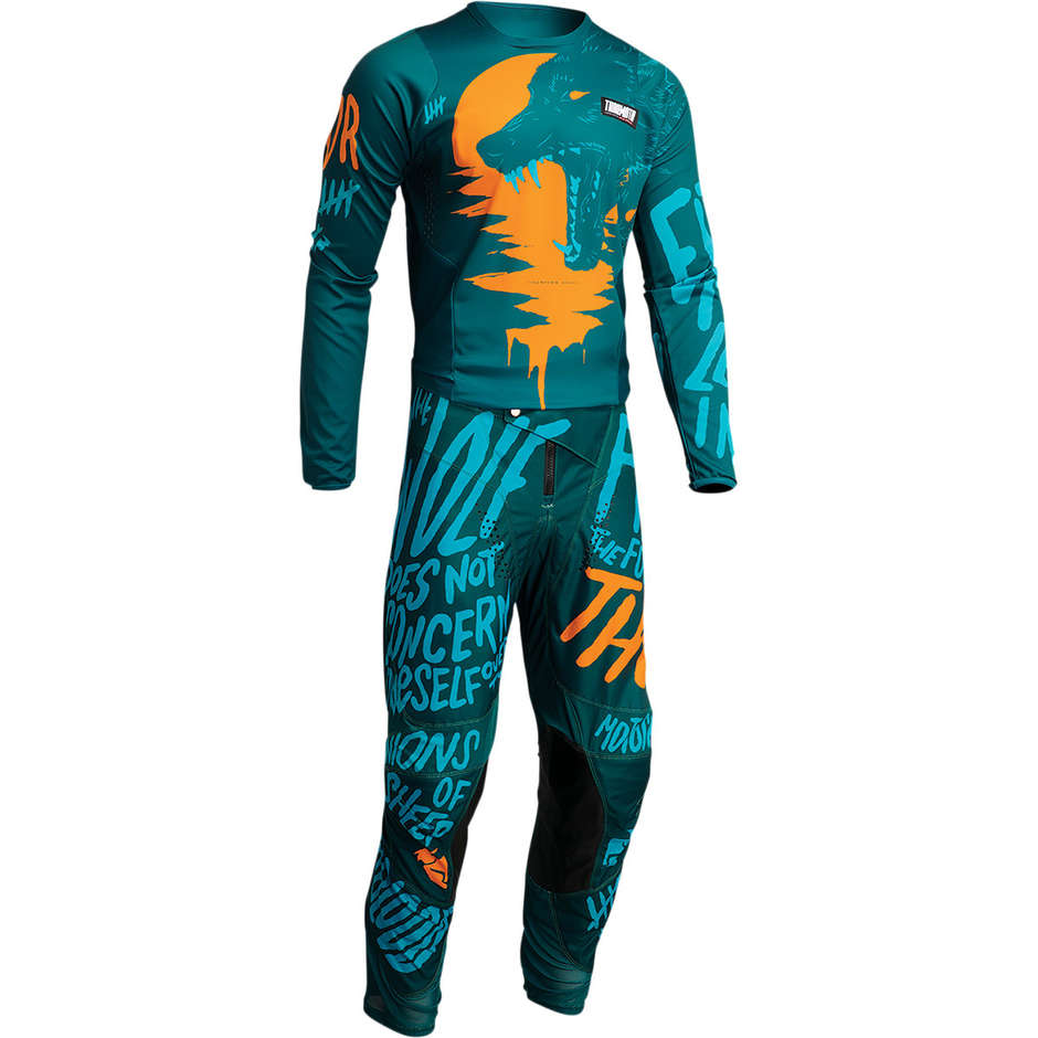Thor Cross Enduro Motorcycle Jersey PULSE COUNTING SHEEP Teal Tangerine