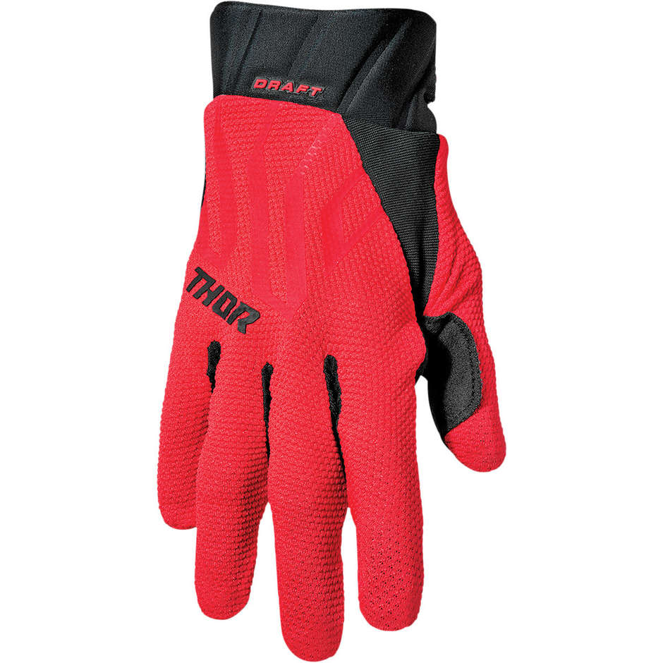 Thor DRAFT Red Black Cross Enduro Motorcycle Gloves