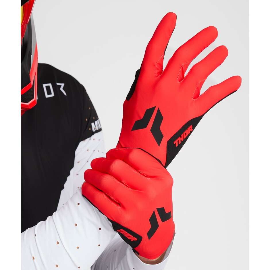Thor ICONIC SPORTMODE Rote Motorrad-Cross-Enduro-Handschuhe
