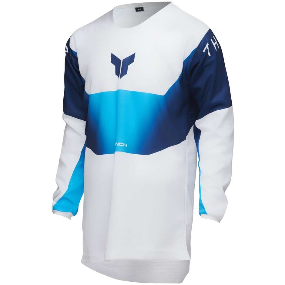 Thor LAUNCHMODE STORM White Blue Cross Kids Motorcycle Jersey
