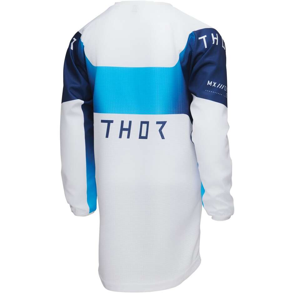 Thor LAUNCHMODE STORM White Blue Cross Kids Motorcycle Jersey